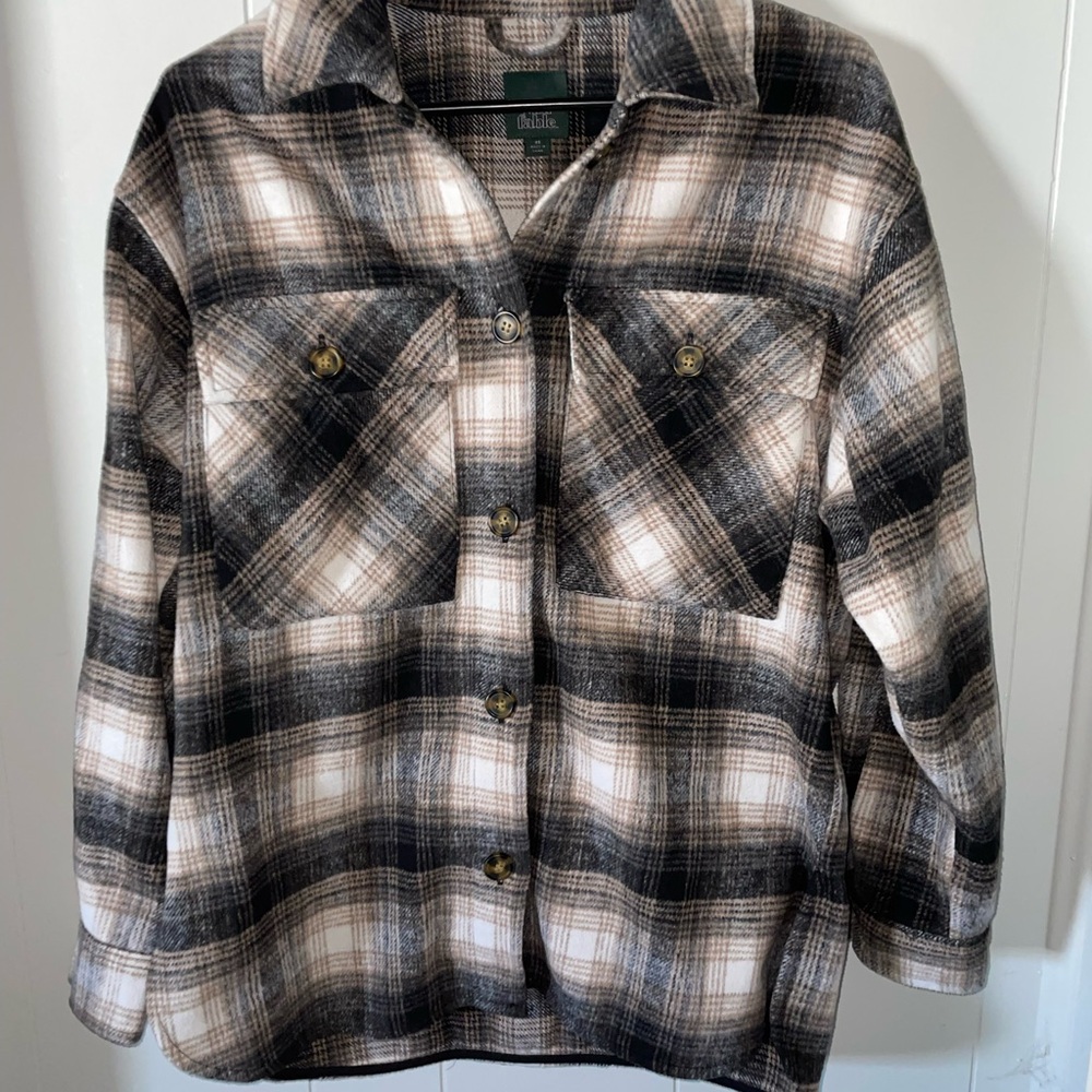 wild fable Black, Brown & Cream Plaid Utility Shacket